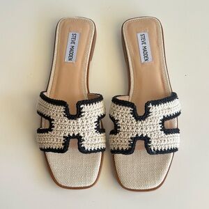 Steve Madden Hadyn Woven Cream Multi Sandal Size 9M